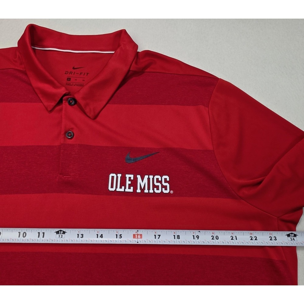 Nike Ole Miss Rebels Polo Shirt Mens XL LIMITED USE Dri Fit Short Sleeve Striped - Picture 5 of 9